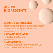 Packaging BYOMA Ultralight Face Fluid SPF30 listant la technologie Cerasun, l'acide hyaluronique et l'astaxanthine comme principes actifs, sur fond pêche.